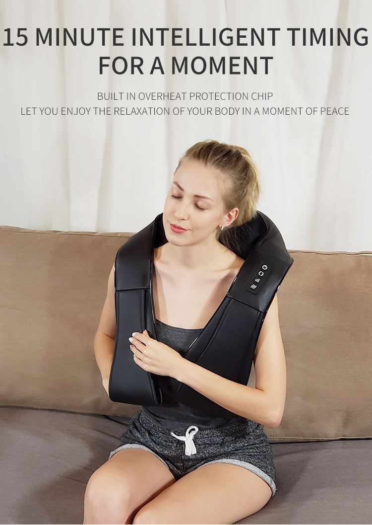 Cinturón de masaje de hombro y cuello eléctrico 3D de frecuencia múltiple, cinturón de masaje de terapia de amasado de calefacción de 15 minutos para relajar el dolor