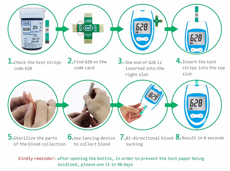 Glucómetro digital de un solo toque para tiras de prueba de diabetes en el hogar