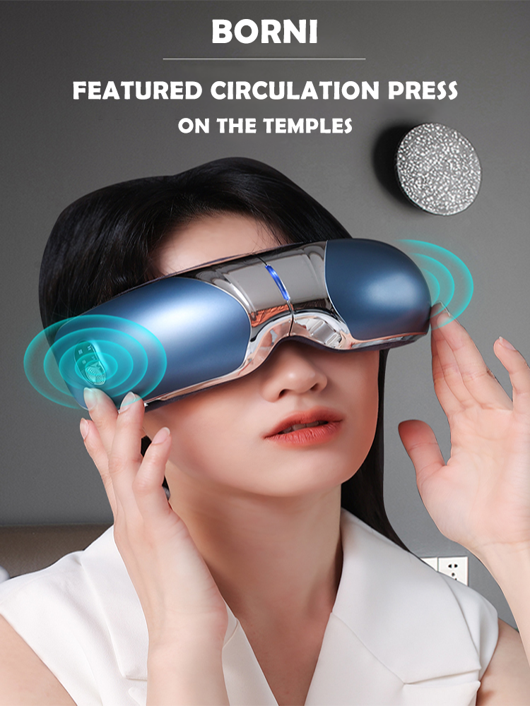 Nuevo masajeador de ojos con terapia de masaje para ojos y templos con bolsa de aire 4D con vibración y música